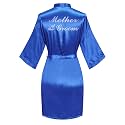 Women's Satin Robe Short Kimono for Bride &amp; Bridesmaid with Silver Rhinestones, Wedding Party Robes