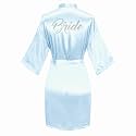 Women's Satin Robe Short Kimono for Bride &amp; Bridesmaid with Silver Rhinestones, Wedding Party Robes
