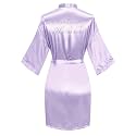 Women's Satin Robe Short Kimono for Bride &amp; Bridesmaid with Silver Rhinestones, Wedding Party Robes
