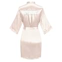 Women's Satin Robe Short Kimono for Bride &amp; Bridesmaid with Silver Rhinestones, Wedding Party Robes