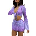 Women39s Sexy Long Sleeveless 2 Piece Sheer