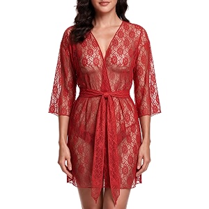 Womens Sheer Lace Babydoll Lingerie Set Floral