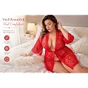 Women39s Sheer Lace Babydoll Lingerie Set Floral