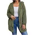Women's Sherpa Fuzzy Jacket Hoodie Open Front Fleece Hooded Jackets Cardigan Warm Outerwear Fall Coat with Pockets