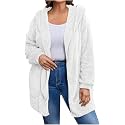 Women's Sherpa Fuzzy Jacket Hoodie Open Front Fleece Hooded Jackets Cardigan Warm Outerwear Fall Coat with Pockets
