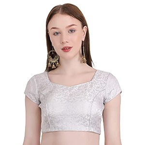 Womens Short Sleeve Brocade Chanderi Readymade Stitched