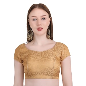 Womens Short Sleeve Brocade Chanderi Readymade Stitched