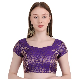 Womens Short Sleeve Brocade Chanderi Readymade Stitched