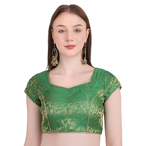 Womens Short Sleeve Brocade Chanderi Readymade Stitched