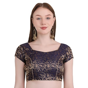Womens Short Sleeve Brocade Chanderi Readymade Stitched