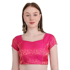 Womens Short Sleeve Brocade Chanderi Readymade Stitched