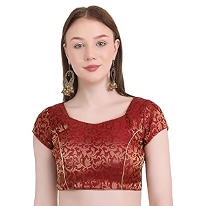 Womens Short Sleeve Brocade Chanderi Readymade Stitched