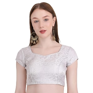 Womens Short Sleeve Brocade Chanderi Readymade Stitched