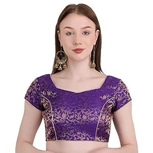 Womens Short Sleeve Brocade Chanderi Readymade Stitched