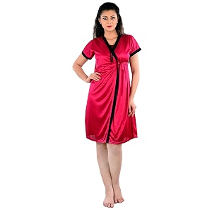 Womens Short Sleeves Robe and Lingerie Set