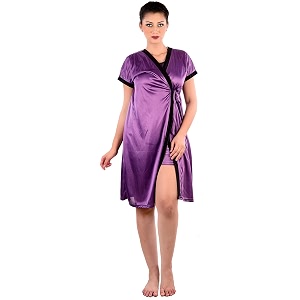 Womens Short Sleeves Robe and Lingerie Set
