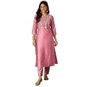 Women39s Silk Blend Solid Regular Kurta Set