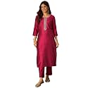 Women39s Silk Blend Solid Regular Kurta Set
