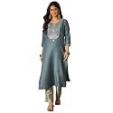 Women39s Silk Blend Solid Regular Kurta Set