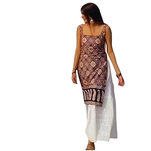Womens Sleeveless Ajrak Print Kurti Pure Cotton