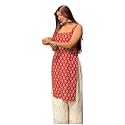 Women39s Sleeveless Ajrak Print Kurti Pure Cotton