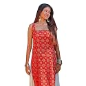 Women39s Sleeveless Ajrak Print Kurti Pure Cotton