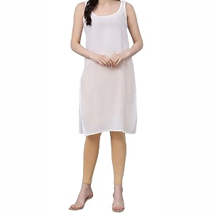 Womens Sleeveless Cotton Inner Slip Dress Round