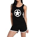 Women's Sleeveless Cotton Workout Outfits High Waist Running Shorts, Gym, Yoga Sports Printed Tank Top &amp; Shorts Sets L251