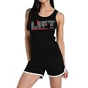 Women's Sleeveless Cotton Workout Outfits High Waist Running Shorts, Gym, Yoga Sports Printed Tank Top & Shorts Sets L251
