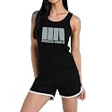 Women's Sleeveless Cotton Workout Outfits High Waist Running Shorts, Gym, Yoga Sports Printed Tank Top &amp; Shorts Sets L251