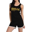 Women's Sleeveless Cotton Workout Outfits High Waist Running Shorts, Gym, Yoga Sports Printed Tank Top &amp; Shorts Sets L251