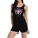 Women's Sleeveless Cotton Workout Outfits High Waist Running Shorts, Gym, Yoga Sports Printed Tank Top &amp; Shorts Sets L251