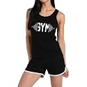 Women's Sleeveless Cotton Workout Outfits High Waist Running Shorts, Gym, Yoga Sports Printed Tank Top &amp; Shorts Sets L251