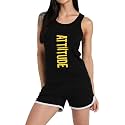 Women's Sleeveless Cotton Workout Outfits High Waist Running Shorts, Gym, Yoga Sports Printed Tank Top &amp; Shorts Sets L251