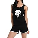 Women's Sleeveless Cotton Workout Outfits High Waist Running Shorts, Gym, Yoga Sports Printed Tank Top &amp; Shorts Sets L251