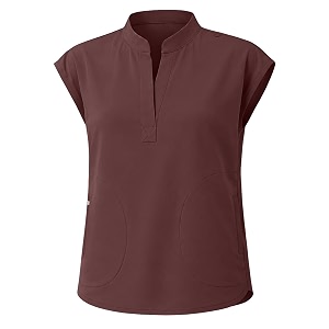 Womens Sleeveless Scrub Top Stand Collar Loose