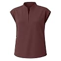 Women39s Sleeveless Scrub Top Stand Collar Loose