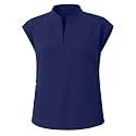 Women39s Sleeveless Scrub Top Stand Collar Loose