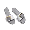 Women39s Slide Sandals with Square Gold Buckle
