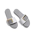 Women39s Slide Sandals with Square Gold Buckle