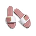Women39s Slide Sandals with Square Gold Buckle