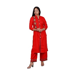 Womens Slubby Kurti Front Plaket with