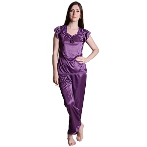 Womens Soft Smooth Satin Solid Nightwear