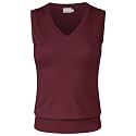 Women's Solid Basic V-Neck Sleeveless Soft Stretch Pullover Sweater Vest Top