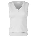 Women's Solid Basic V-Neck Sleeveless Soft Stretch Pullover Sweater Vest Top