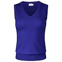 Women's Solid Basic V-Neck Sleeveless Soft Stretch Pullover Sweater Vest Top