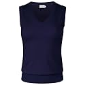 Women's Solid Basic V-Neck Sleeveless Soft Stretch Pullover Sweater Vest Top
