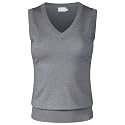 Women's Solid Basic V-Neck Sleeveless Soft Stretch Pullover Sweater Vest Top