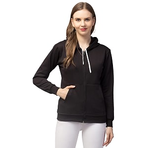 Womens Solid Casual Zipper Cotton Relaxed Fit