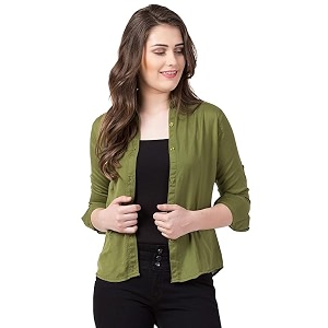 Womens Solid Full Sleeve Rayon Shirt -